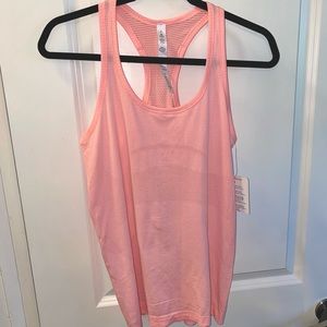 🚫SOLD🚫 NWT Lululemon Run Swiftly Coral Orange Gray Striped Racerback Tank Top